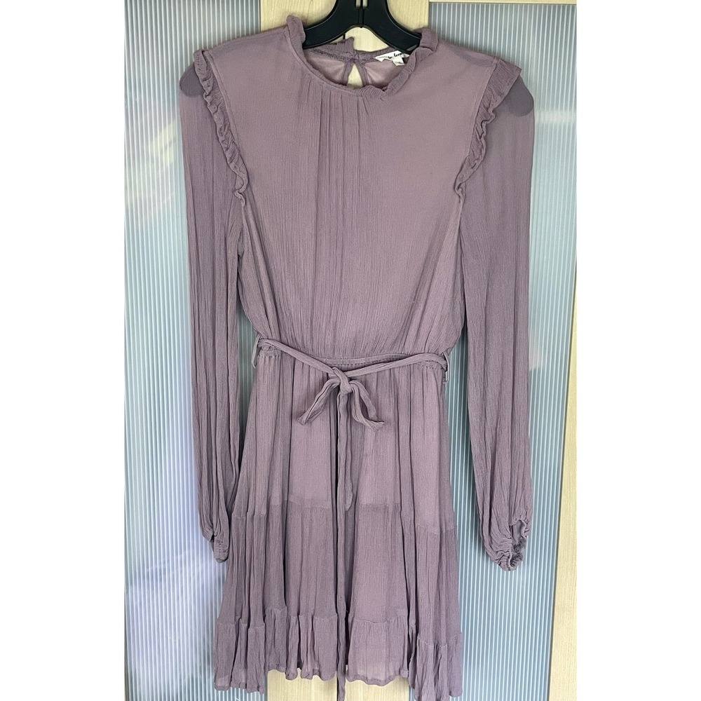 In Loom Babydoll Dress Ruffles Long Sleeve Women's Sz‎ S Purple Cottagecore Boho